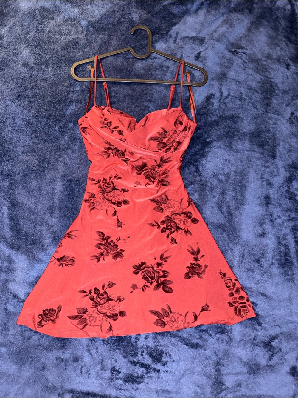 Windsor Red Floral Spaghetti-Strap Mini Dress